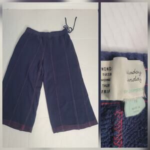 Anthropologie Saturday Sunday Crop Wide Leg Sweatpant SZ XS Culotte Navy Blue